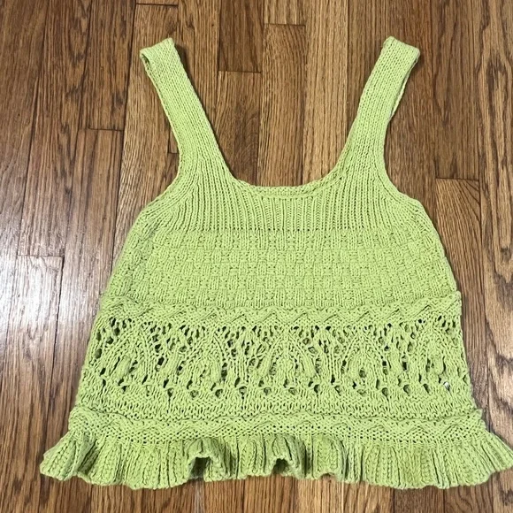 Zara Green Ribbed Cropped Tank Top - Picture 6 of 6